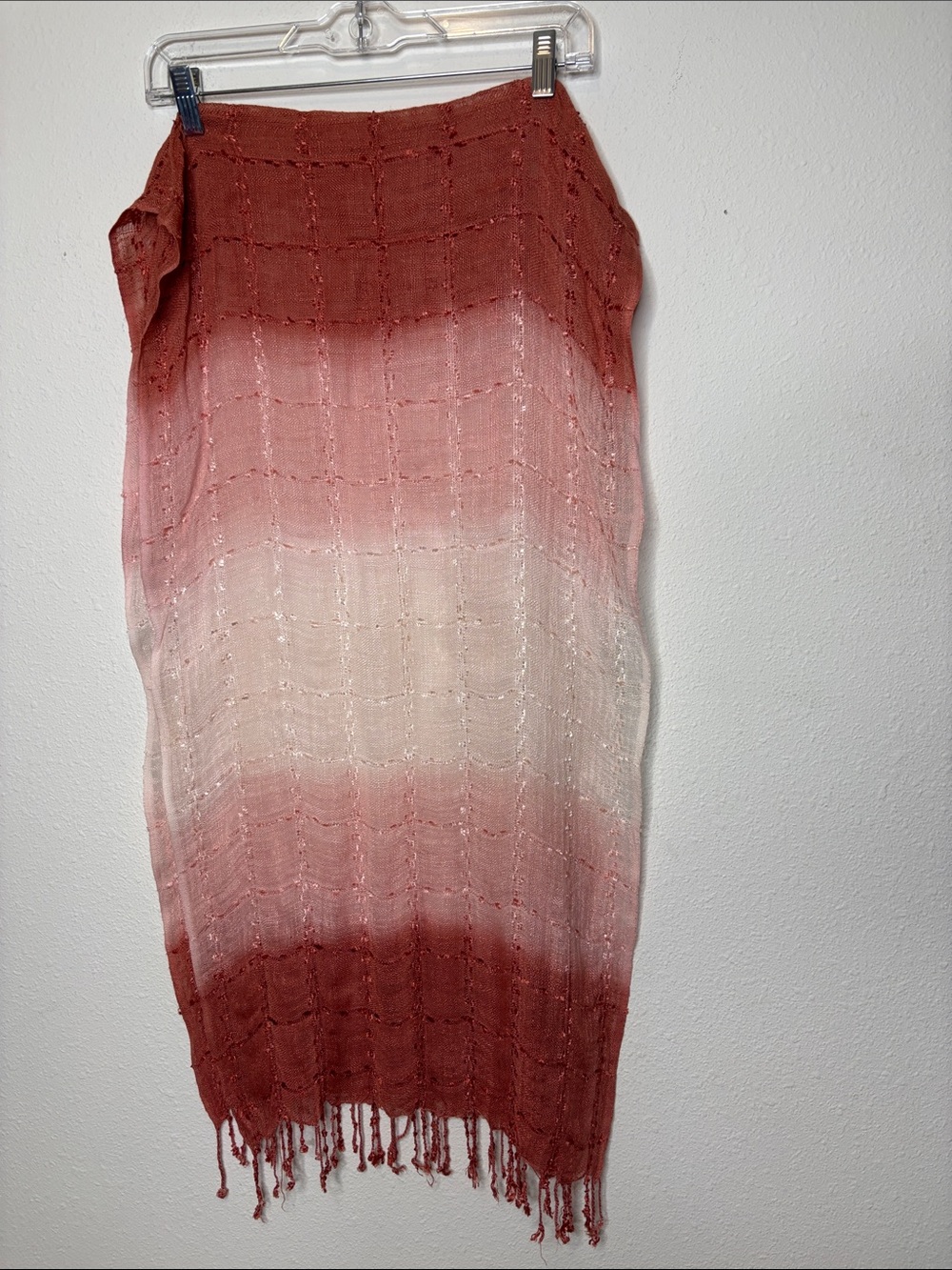 Ombre Rust to Cream Lightweight Knit Scarf - Picture 1 of 5